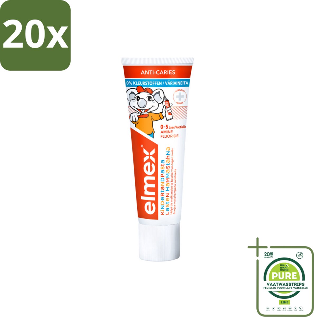 20 x Elmex Gel-Tandpasta Peuter (0-5 Jaar) 75 ml - Grootverpakking - Tandpasta Voor Peuters - Anti Cariës Tandpasta - Aminfluoride Tandpasta - Remineralisatie Tandpasta - Tandpasta Voor Melktanden
