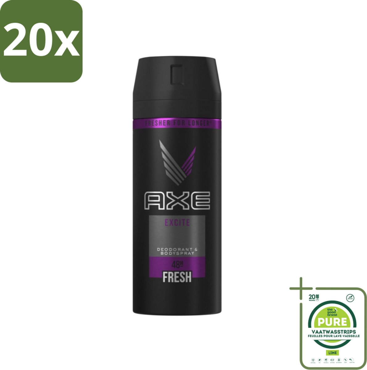 20 x Axe Deodorant Bodyspray Excite 150 ml - Grootverpakking - Axe Excite - Deodorant Spray - Lichaamsgeur Bescherming - Onweerstaanbare Geur - Langdurige Geur