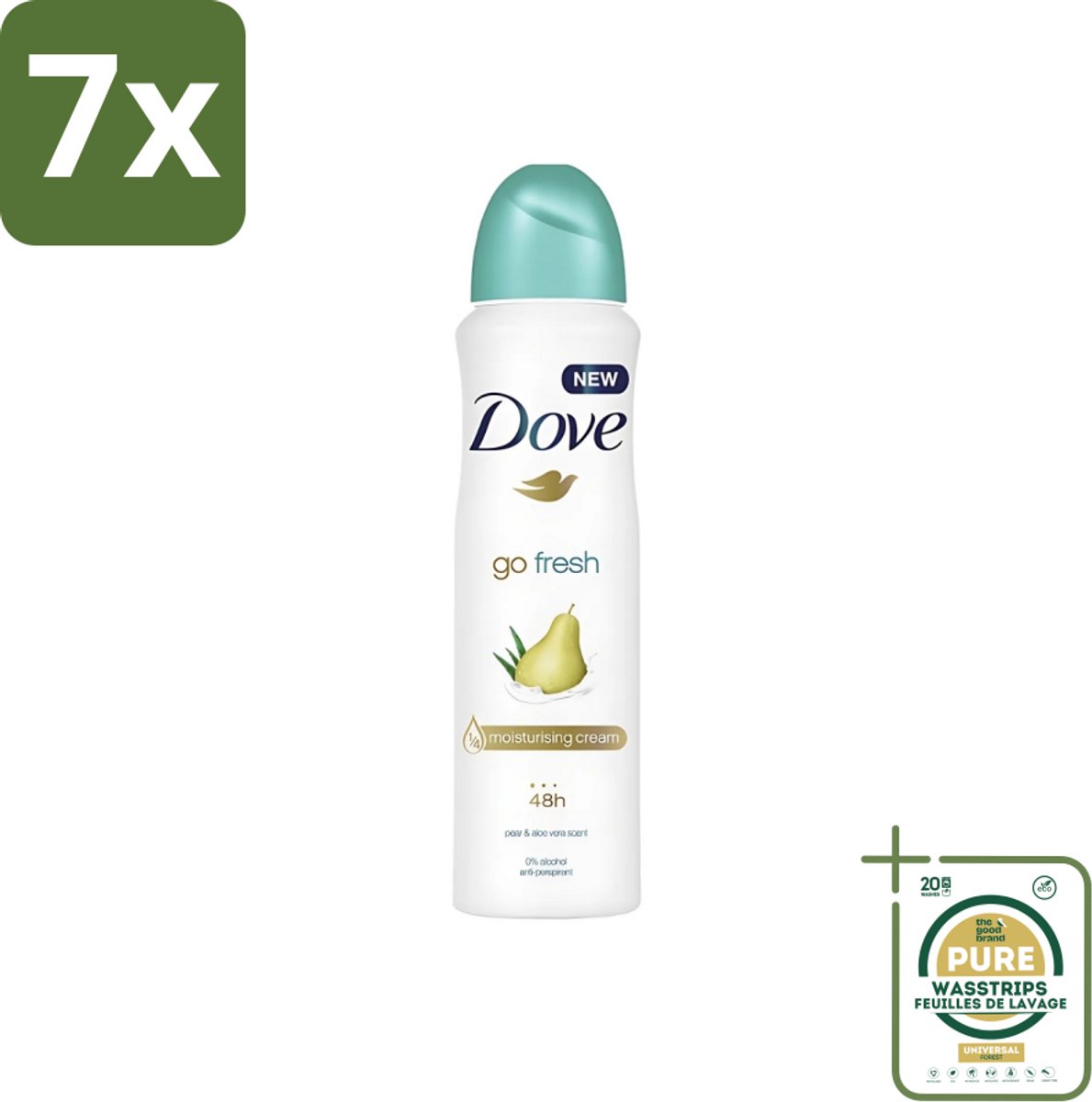 7 x Dove - Deodorant - Spray Go Fresh Pear & Aloe - Frisse en verzorgende geur - 250 ml - Grootverpakking - Dove Deodorant Spray - Anti-transpirant Spray - Frisse Geur - Peer En Aloë Vera - Oksel Verzorging