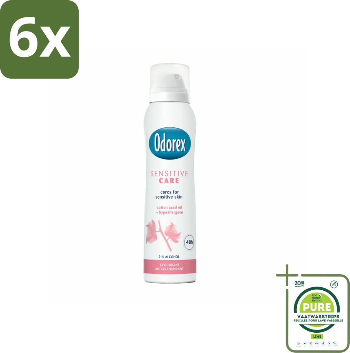 Odorex Deodorant Spray Sensitive Care 150 ml - Voordeelverpakking - 6 stuks - Gevoelige huid - Deo spray