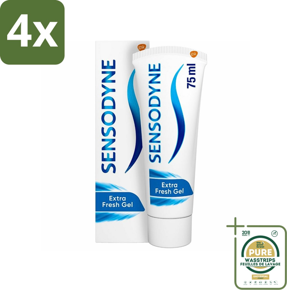 Sensodyne - Tandpasta - Extra Fresh Gel - Voor Gevoelige Tanden - 75 ml - Voordeelverpakking - 4 stuks - Frisse mond - Tandplak