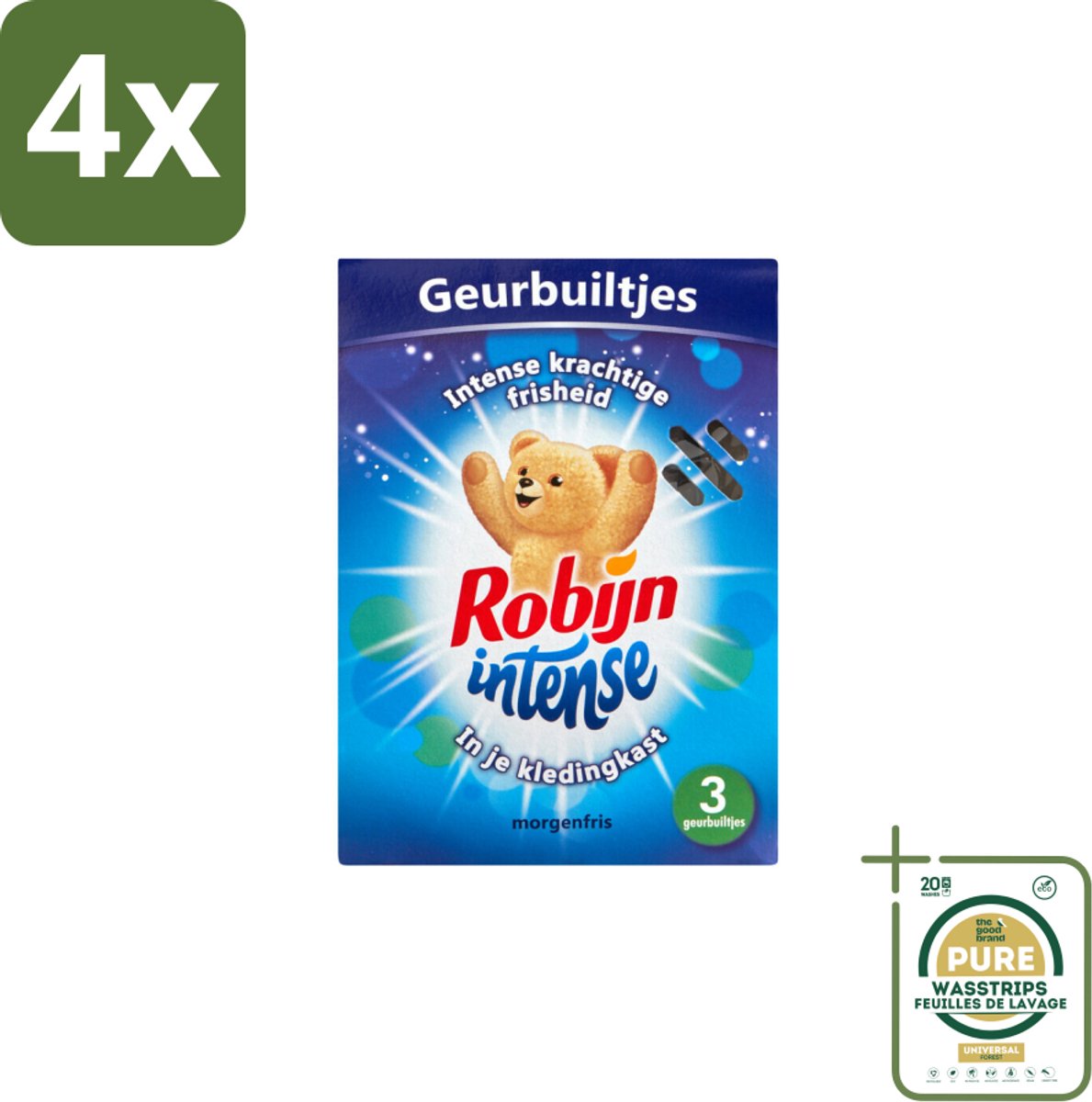 Robijn Geurbuiltjes Intense 3 stuks per verpakking - Voordeelverpakking - 4 stuks - Langdurige geur - Geurbuiltjes