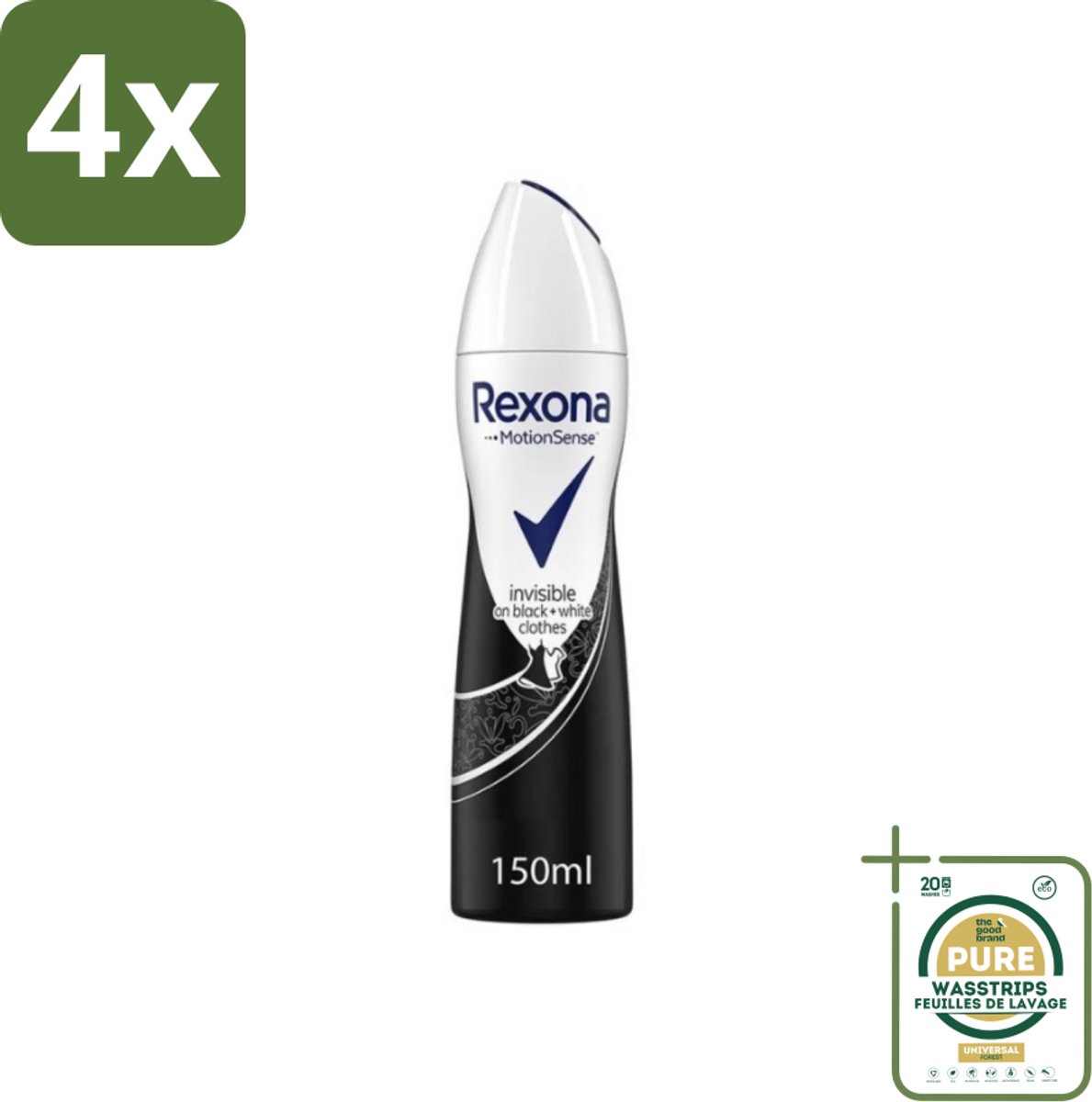 Rexona - Invisible Diamond - Deodorant Spray - Anti-perspirant - 150 ml - Voordeelverpakking - 4 stuks - Deodorant spray - Zweetbescherming