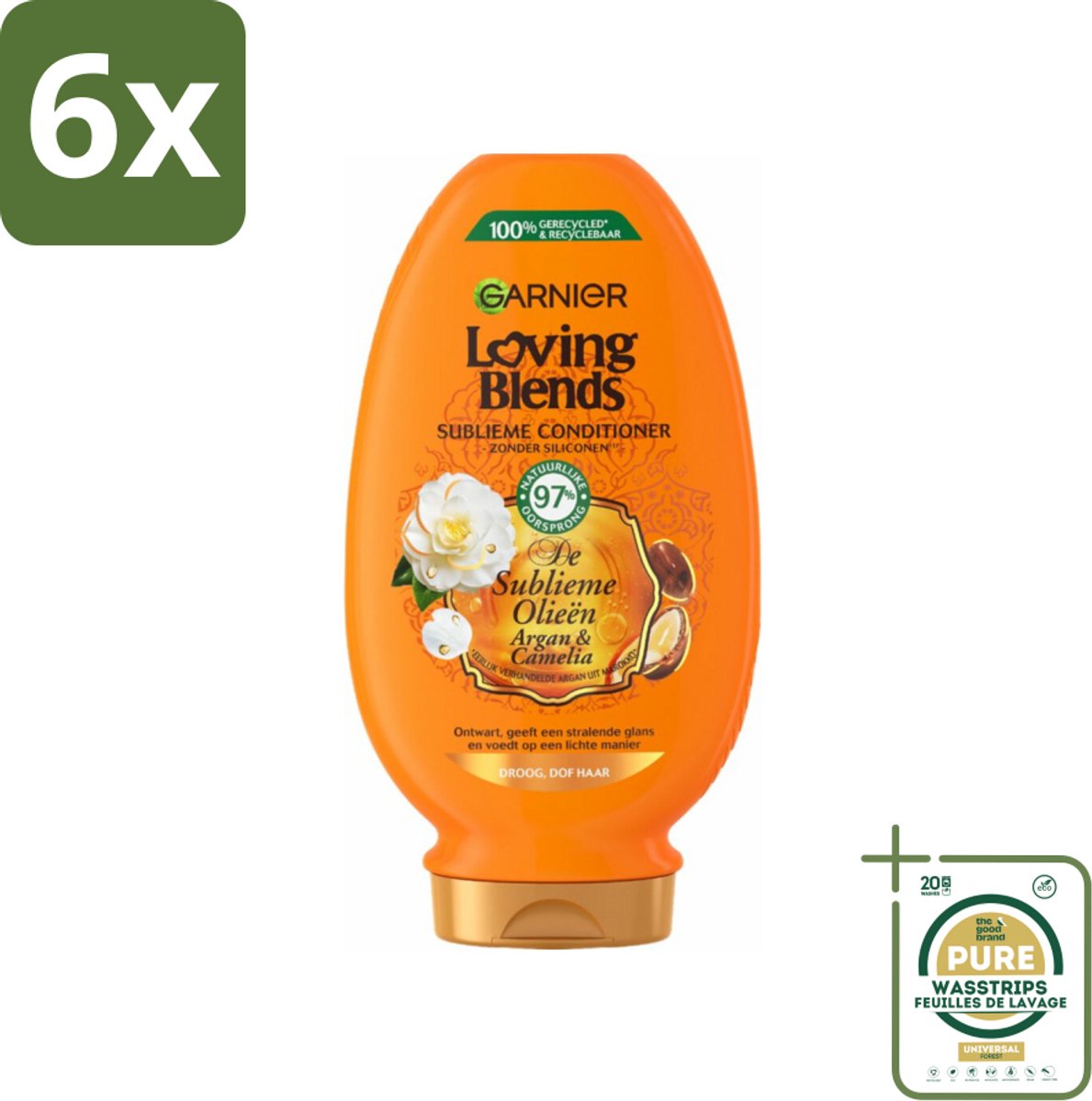 Garnier Loving Blends Argan- en Cameliaolie Conditioner 250 ml - Voordeelverpakking - 6 stuks - Arganolie conditioner - Camelliaolie conditioner