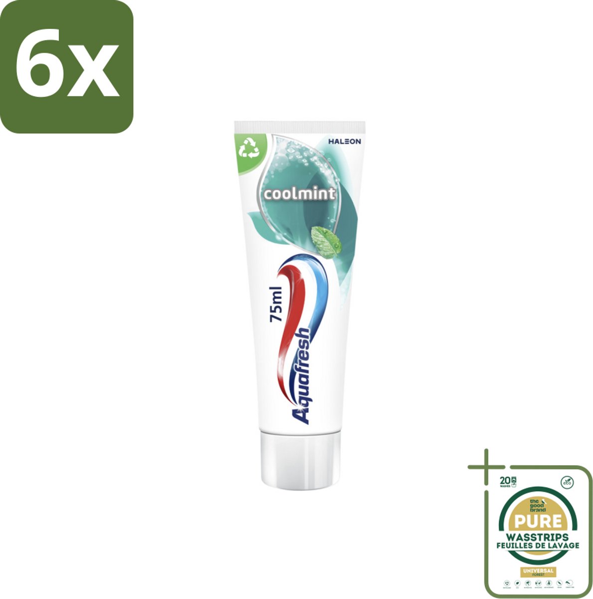Aquafresh Tandpasta Coolmint 75 ml - Voordeelverpakking - 6 stuks - Mondgezondheid - Suikerzuur