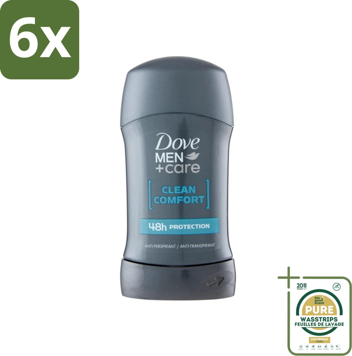 Dove - Deodorant - Stick Clean Comfort - Zachte bescherming - 50 ml - Voordeelverpakking - 6 stuks - Huidcomfort - 48 uur bescherming