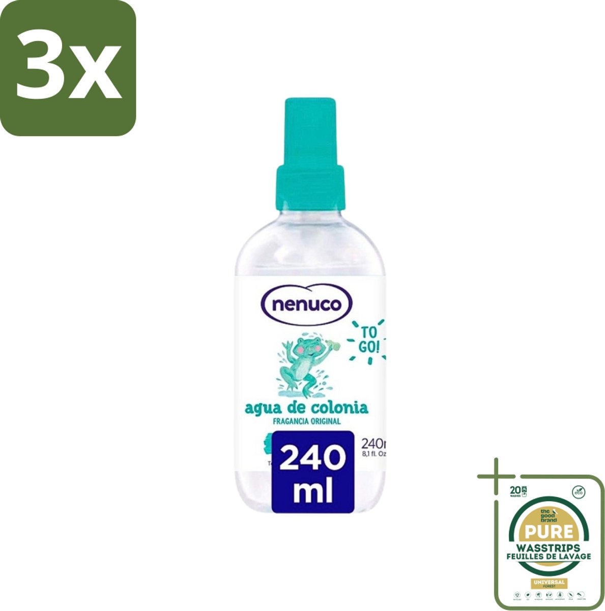3 x Nenuco - Cologne - Eau de Cologne - Originele Geur - Sprayflacon - 240 ml - Grootverpakking - Nenuco Cologne - Eau De Cologne - Originele Geur - Frisse Geur - Baby Cologne