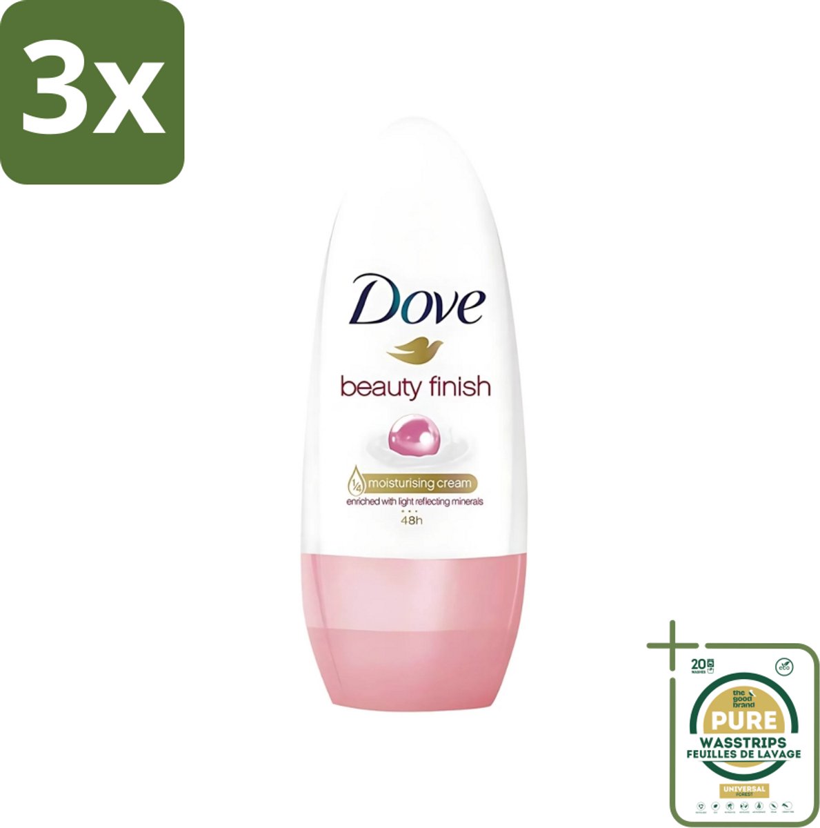 3 x Dove - Deodorant - Roll-On Beauty Finish - Soepele geur en verzorging - 50 ml - Grootverpakking - Dove Beauty Finish - Deodorant Roll-on - Beauty Mineraal - Verzorgde Oksels - Alcoholvrije Deodorant