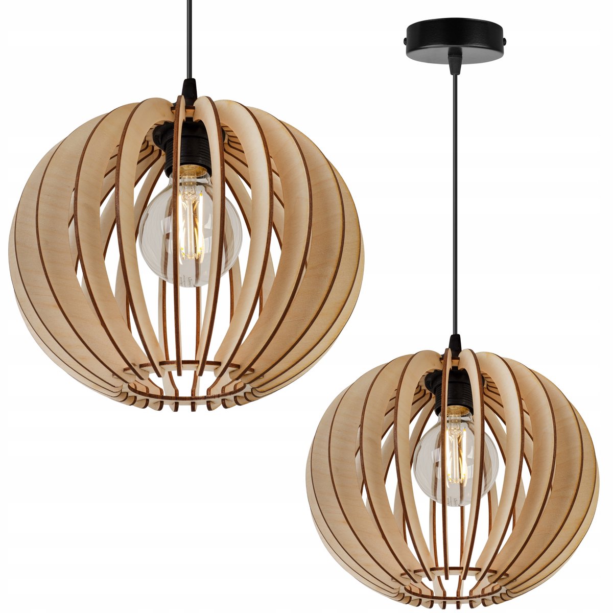 Merلوze Houten Hanglamp - Modern Boho LED - Zwart