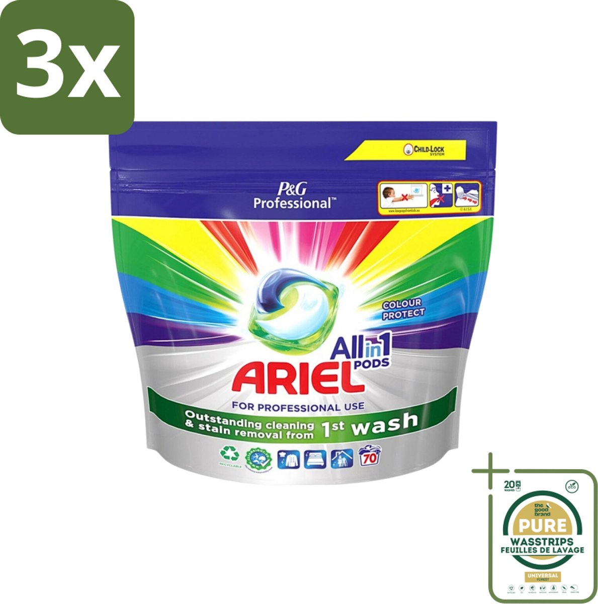 3 x Ariel - Color - All-In-1 Wasmiddel Pods - Beschermt Kleuren - 70 Wasbeurten - Grootverpakking - Wasmiddel - Wasmiddel Pods - Kleurbescherming - Wasmiddel Voor Gekleurd Was - Wasmiddel Voor 30°C