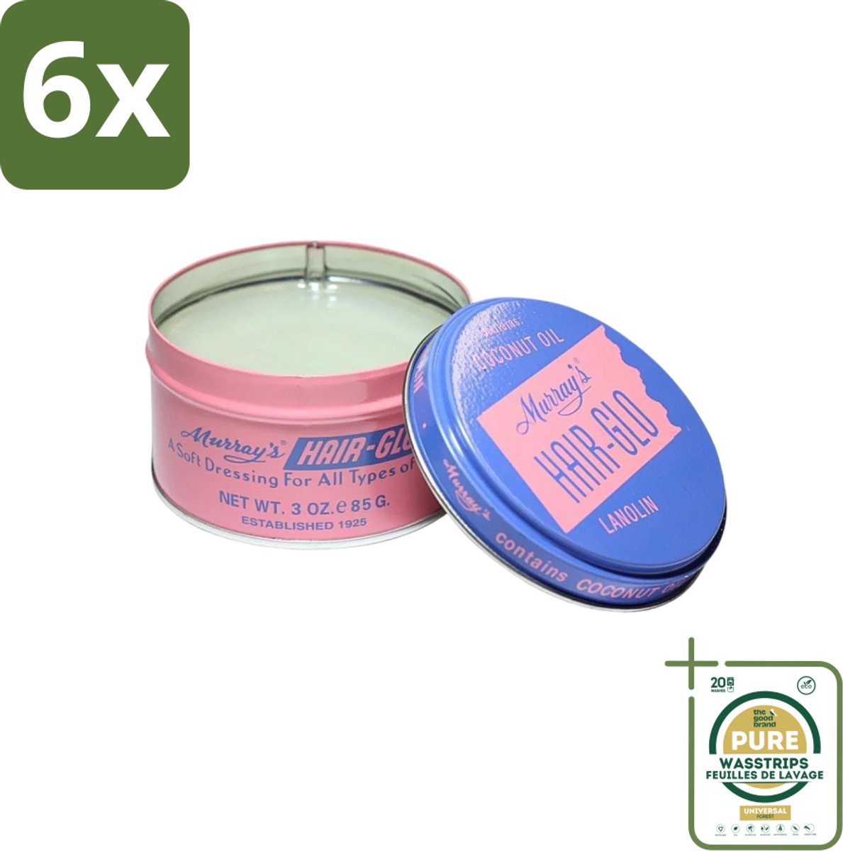 Murray's - Hair-Glo - Pomade - Klassieke Look - Verzorgende Glans - 85 ml - Voordeelverpakking - 6 stuks - Haarverzorging - Klassieke look
