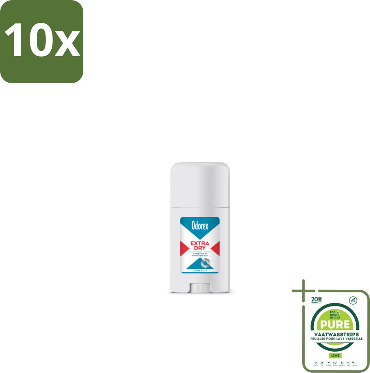 10 x Odorex Extra Dry Stick 40 ml - Grootverpakking - Geurloos - Anti-zweet - Droog - Zweetvermindering - Huidvriendelijk