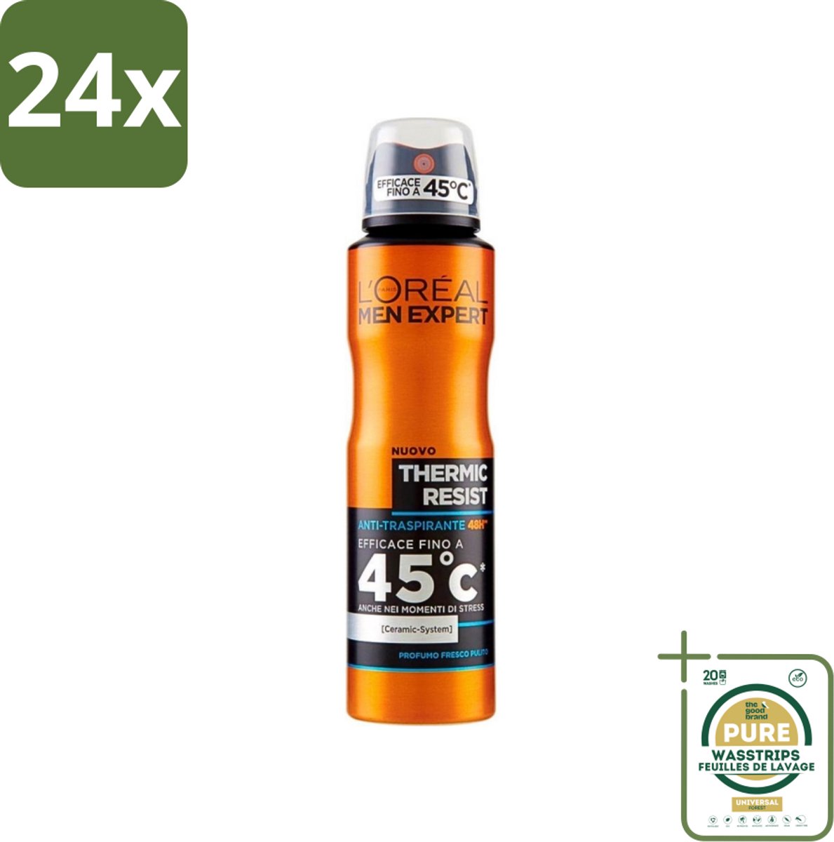 L'Oréal Men Expert Deo Spray - Deodorant - Thermic Resist - 150 ml - Voordeelverpakking - 24 stuks - Transpiratie bescherming - Frisheid