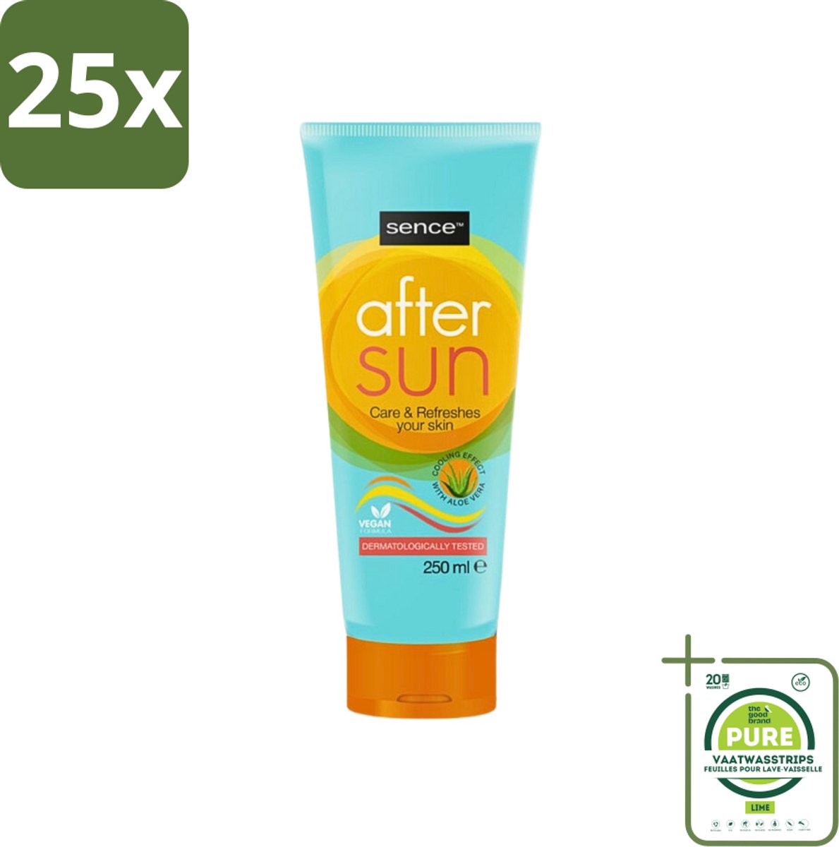 25 x Sence - After Sun - Lotion - Kalmerend - 200 ml - Grootverpakking - After Sun Lotion - Zonverbrande Huid - Huid Kalmeren - Aloë Vera - Zomerse Teint