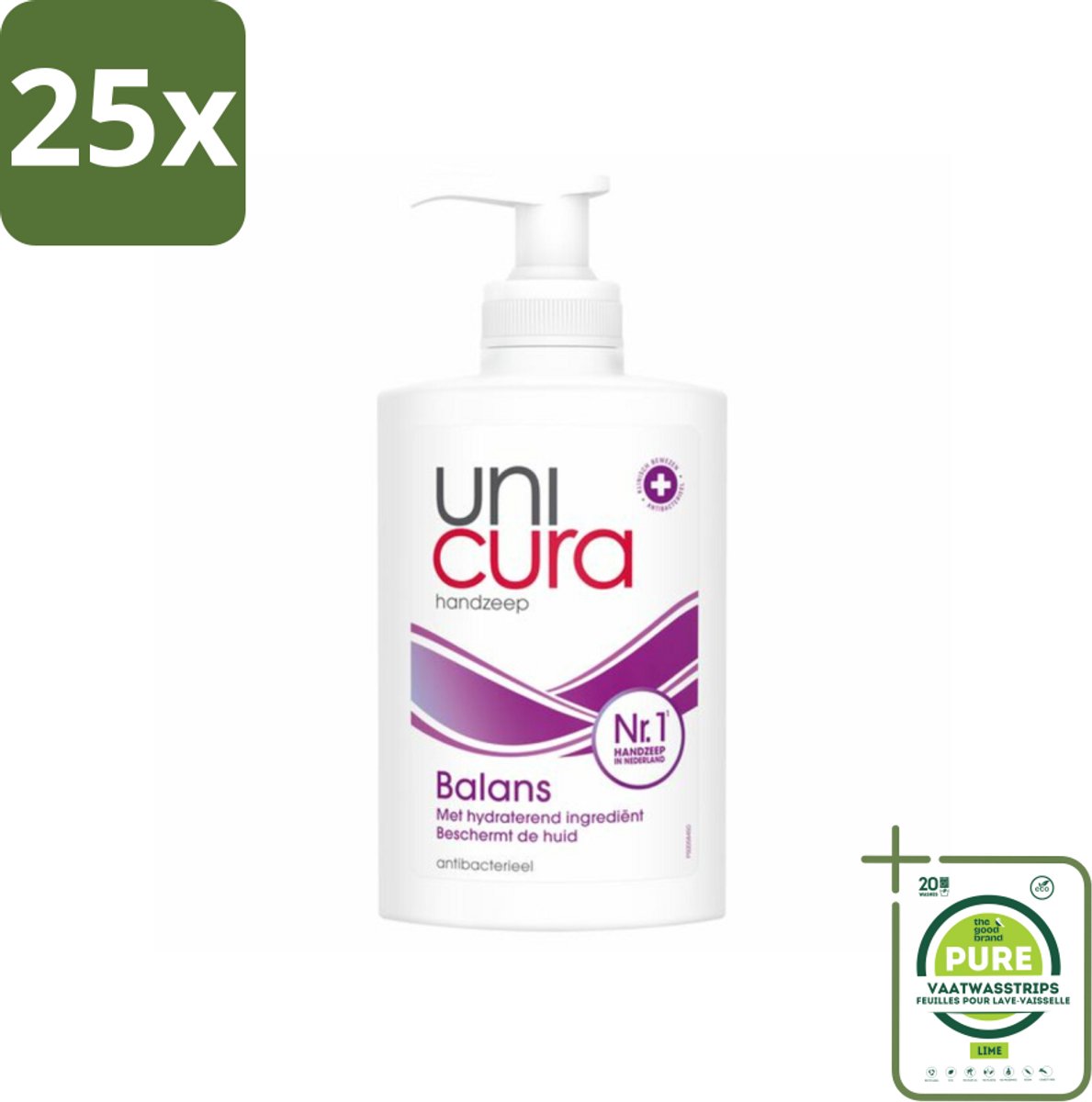 25 x Unicura - Vloeibare Handzeep - Anti Bacterieel - Balans - 250 ml - Grootverpakking - Antibacteriële Handzeep - Handzeep Met Antibacteriële Werking - Handzeep Voor Gevoelige Huid - Handzeep Met Hydratatie - Handzeep 95% Natuurlijk