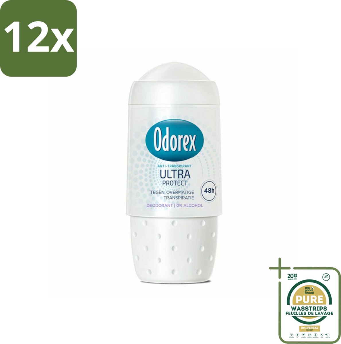 Odorex Deodorant Roller Ultra Protect 50 ml - Voordeelverpakking - 12 stuks - Okselbescherming - Huidverzorging