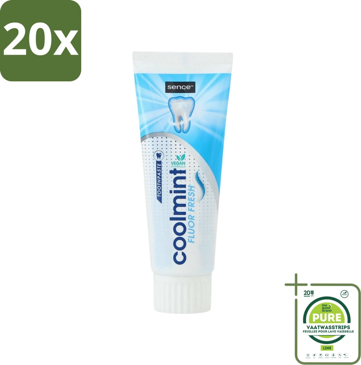 20 x Sence - Freshmint - Tandpasta - Met Fluor - 75 ml - Grootverpakking - Tandpasta - Fluoride - Frisse Adem - Mondhygiëne - Gaatjes Voorkomen