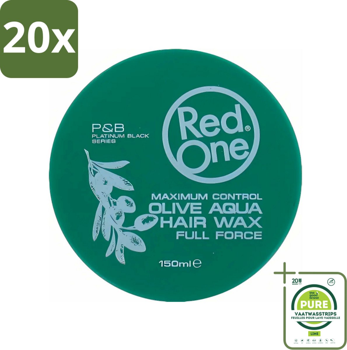 20 x Red One - Haarwax - Cobra Aqua - Maximale Controle - Voor Krachtige Hold & Glans - 150 ml - Grootverpakking - Haarwax - Styling Wax - Cobra Aqua - Controle Haar - Glans Haar