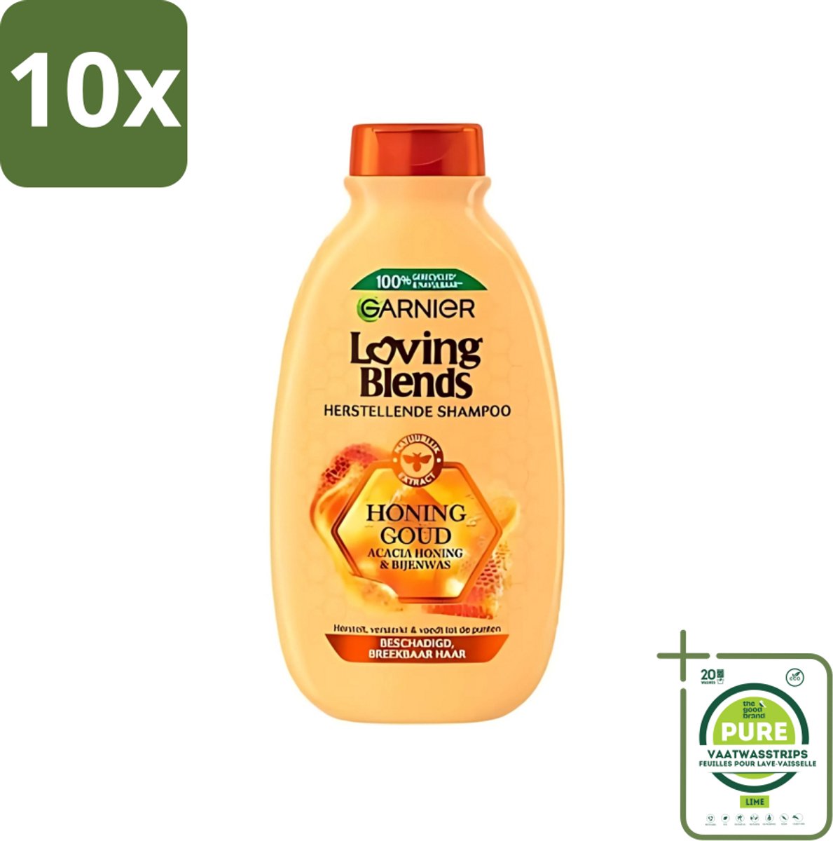 10 x Garnier - Loving Blends - Shampoo - Honing Goud - Beschadigd & Breekbaar Haar - 300 ml - Grootverpakking - Beschadigd Haar - Breekbaar Haar - Gespleten Punten - Haar Herstellen - Honing Shampoo