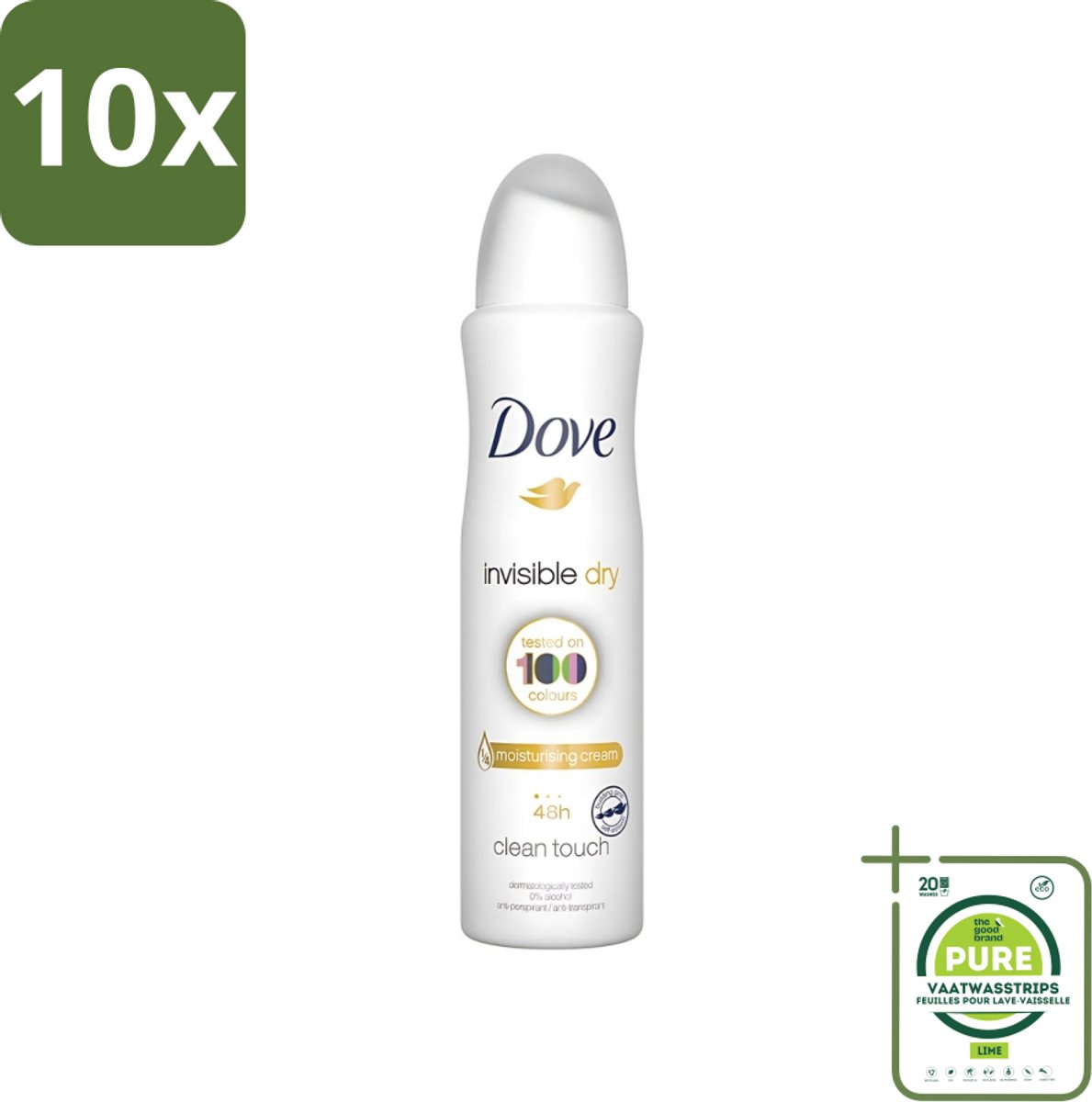 10 x Dove - Deodorant - Invisible Dry - Onzichtbare bescherming - 250 ml - Grootverpakking - Deodorant Spray - Onzichtbare Deodorant - Vlekkenvrij - Zweet En Geur - Huidbescherming