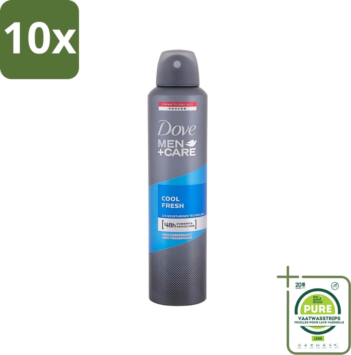 10 x Dove - Deodorant - Spray Men+Care Cool Fresh - Verfrissend en langdurige bescherming - 250 ml - Grootverpakking - Deodorant Spray - Zweetgeur - Frisheid - Langdurige Bescherming - Mannelijke Geur