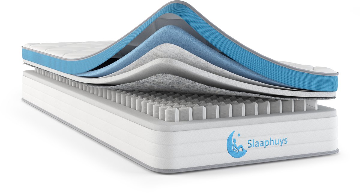 Slaaphuys Regal Comfort - Matras 90 x 200 cm - Pocketvering - Traagschuim - 22 cm Wit