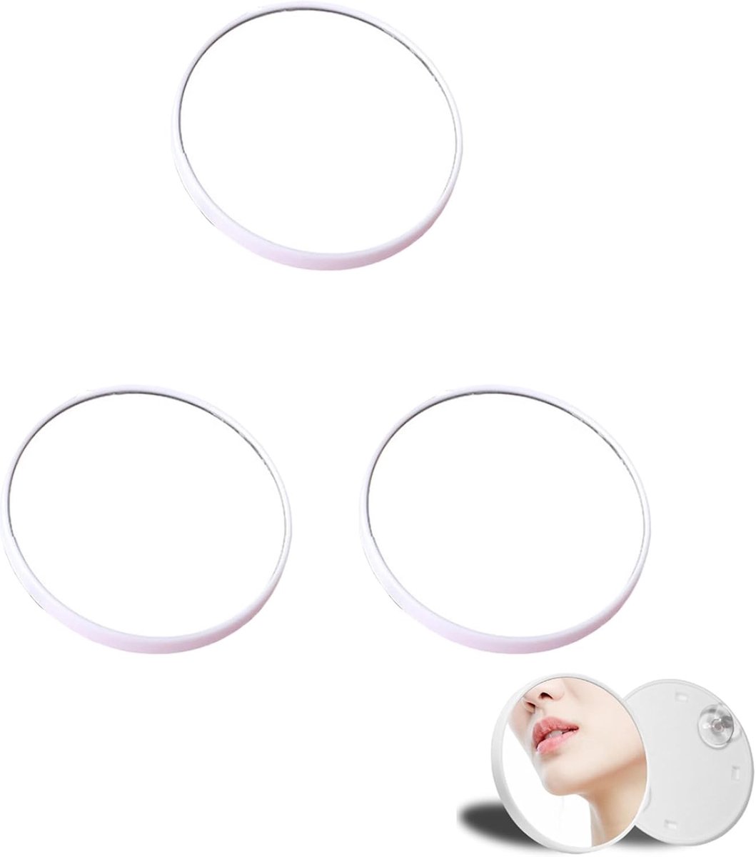 Set van 3 Zuignap Spiegels voor Make-up, 10x Vergroting, 15cm - Ideaal voor Thuis, Schoonheidssalons en Reizen