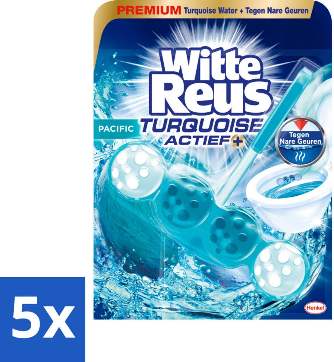 5 x Witte Reus - Turquoise Actief Toiletblok - 1 Toiletblok - Toiletblok - Reinigingsblok - Turquoise Water - Schuim - Frisheid