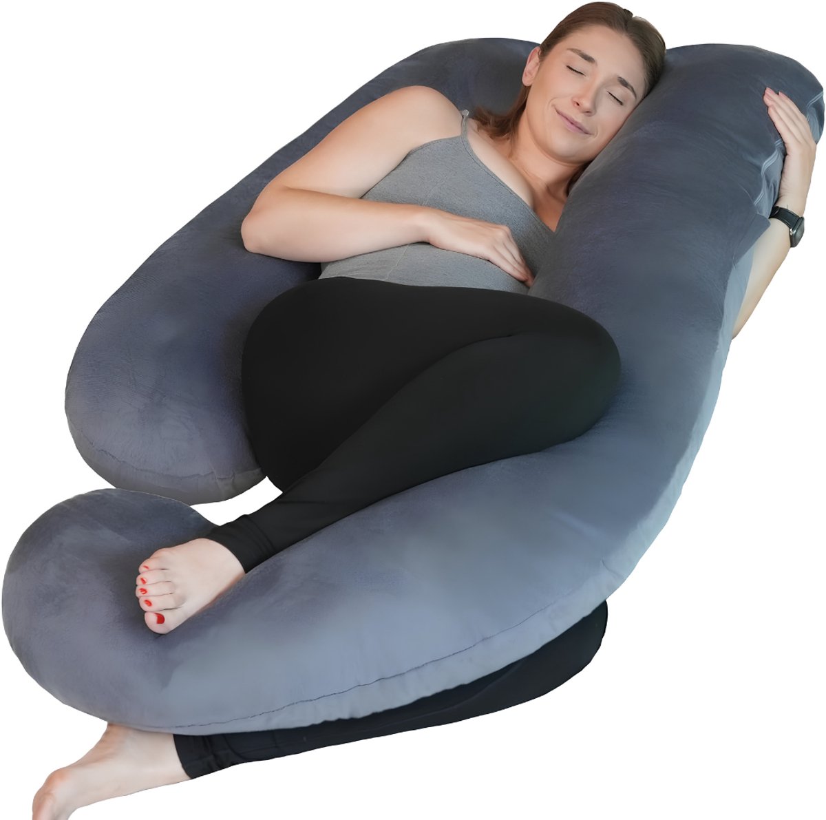 Lìon® Zijslaapkussen - Zijslaap Kussen Volwassenen -Lichaamskussen - Mistgrijs - 140cm x 70cm x 20cm