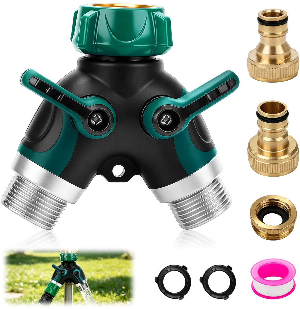 Aojahkjew 2-weg waterverdeler 3/4 inch Y-waterverdeler 2-voudig - ShopVlot