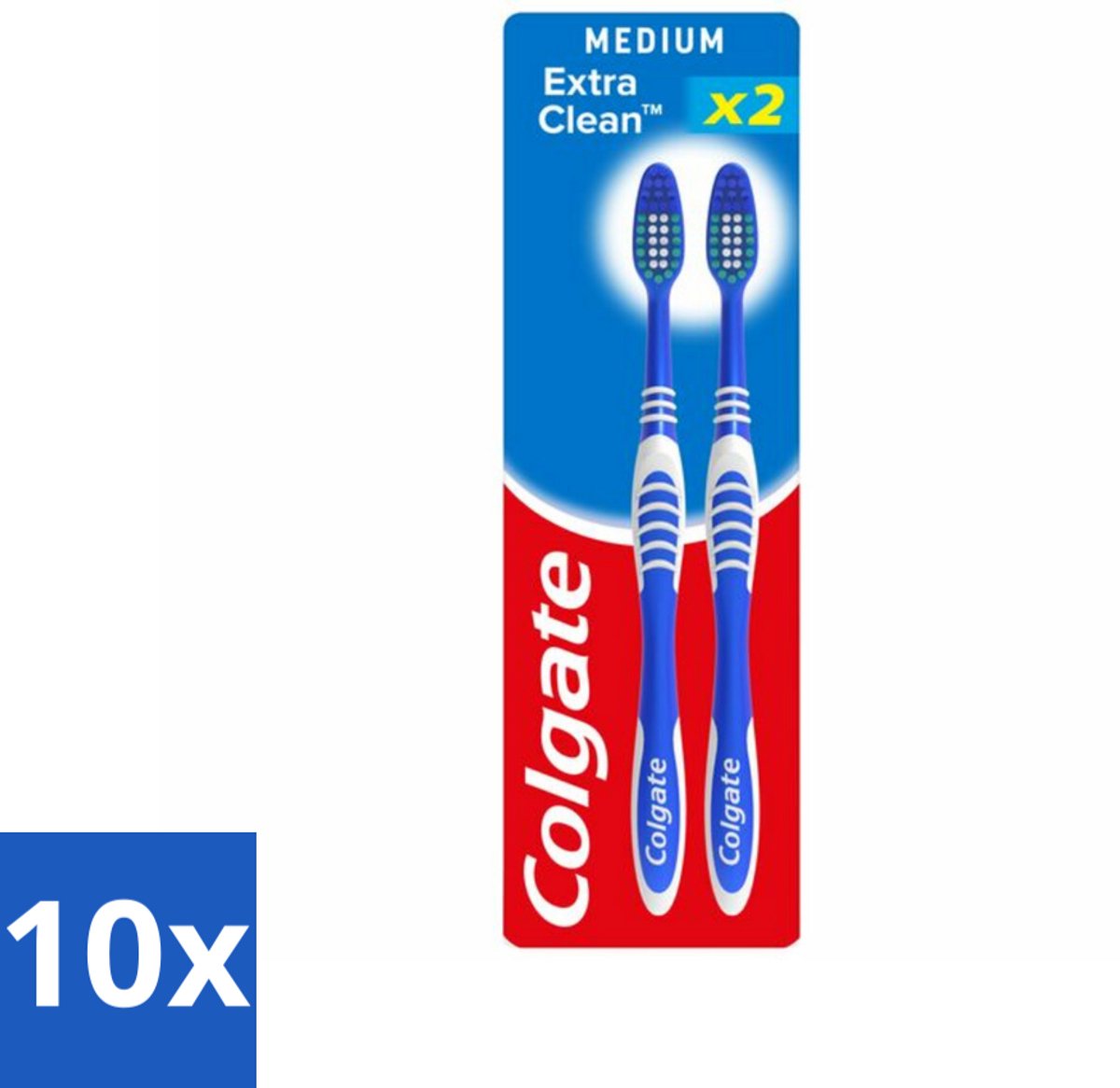 10 x Colgate - Tandenborstels - Extra Clean Duo - Medium - 2 borstels - Tandenborstel - Mondhygiëne - Reiniging - Tongreiniger - Frisse Adem