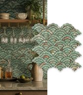 Zelfklevende Mozaïek Tegelstickers - Fan patina copper - 27 x 28 cm - voor keukens en badkamers