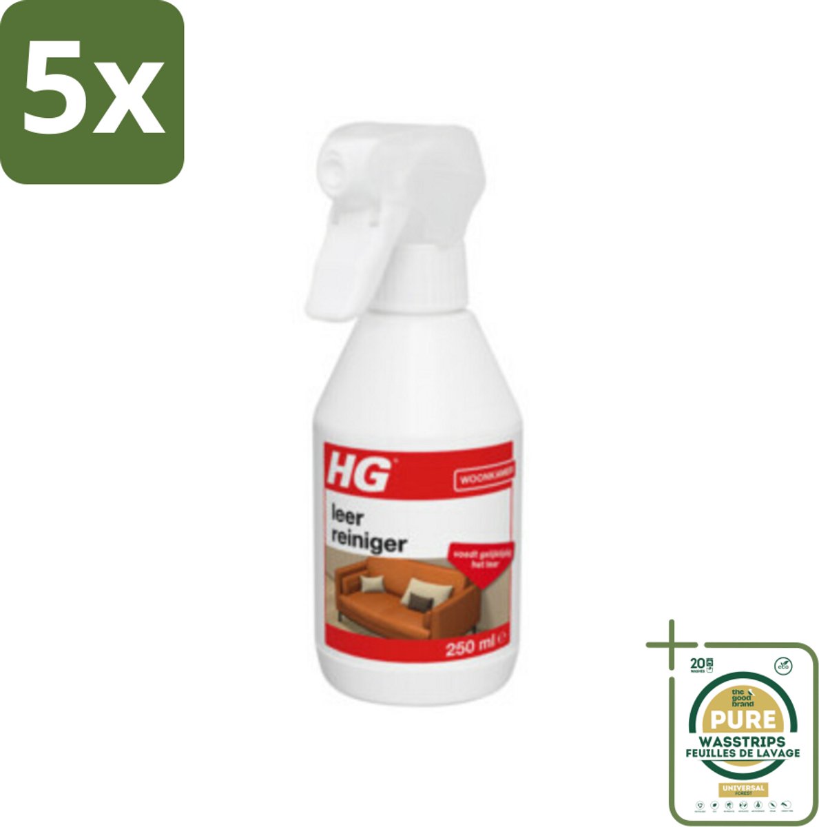 5 x HG Leerreiniger 300 ml - Grootverpakking - Leer Reinigen - Leer Voeden - Leer Verzorging - Leer Schoonmaken - Leer Behandelen
