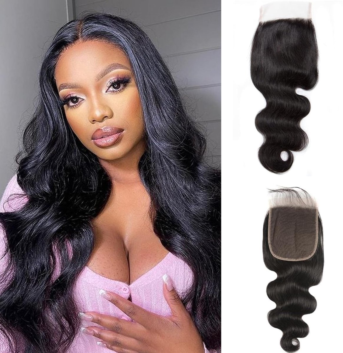 Body Wave Braziliaans Haar 4 * 4 Lace Frontal Closure Haarextensies 100% Human Hair Extension Wavy Weave Free Part - ShopVlot