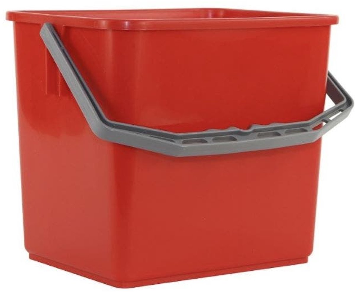 Emmer voor werkwagen 6 liter rood