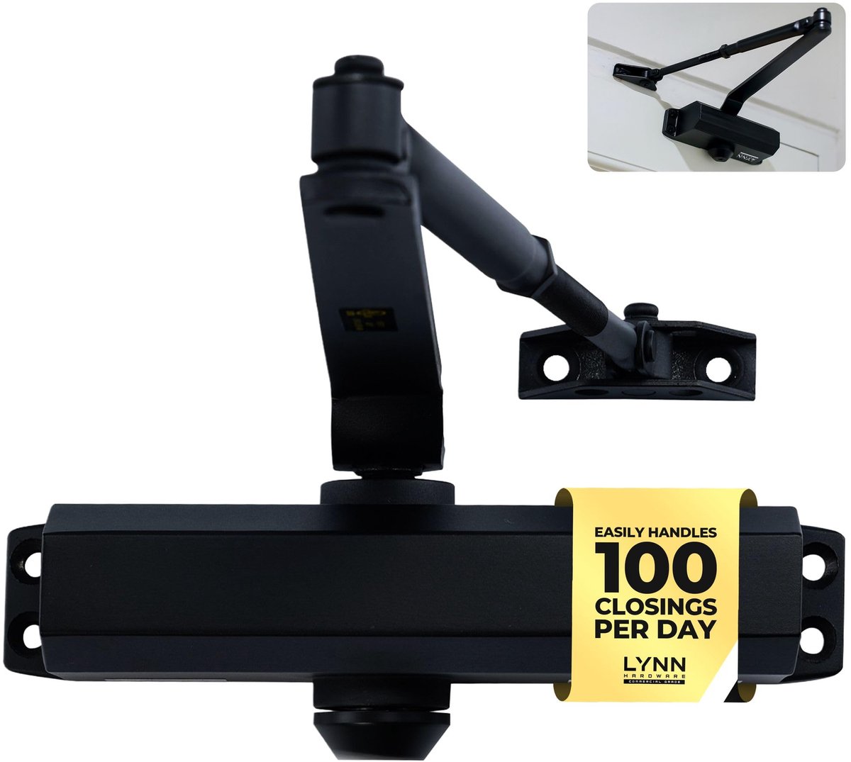 LYNN HARDWARE Medium Duty Commercial Door - DC6003 Auto Door Closer, Surface-Mounted, Size 3 for Home & Light - ShopVlot