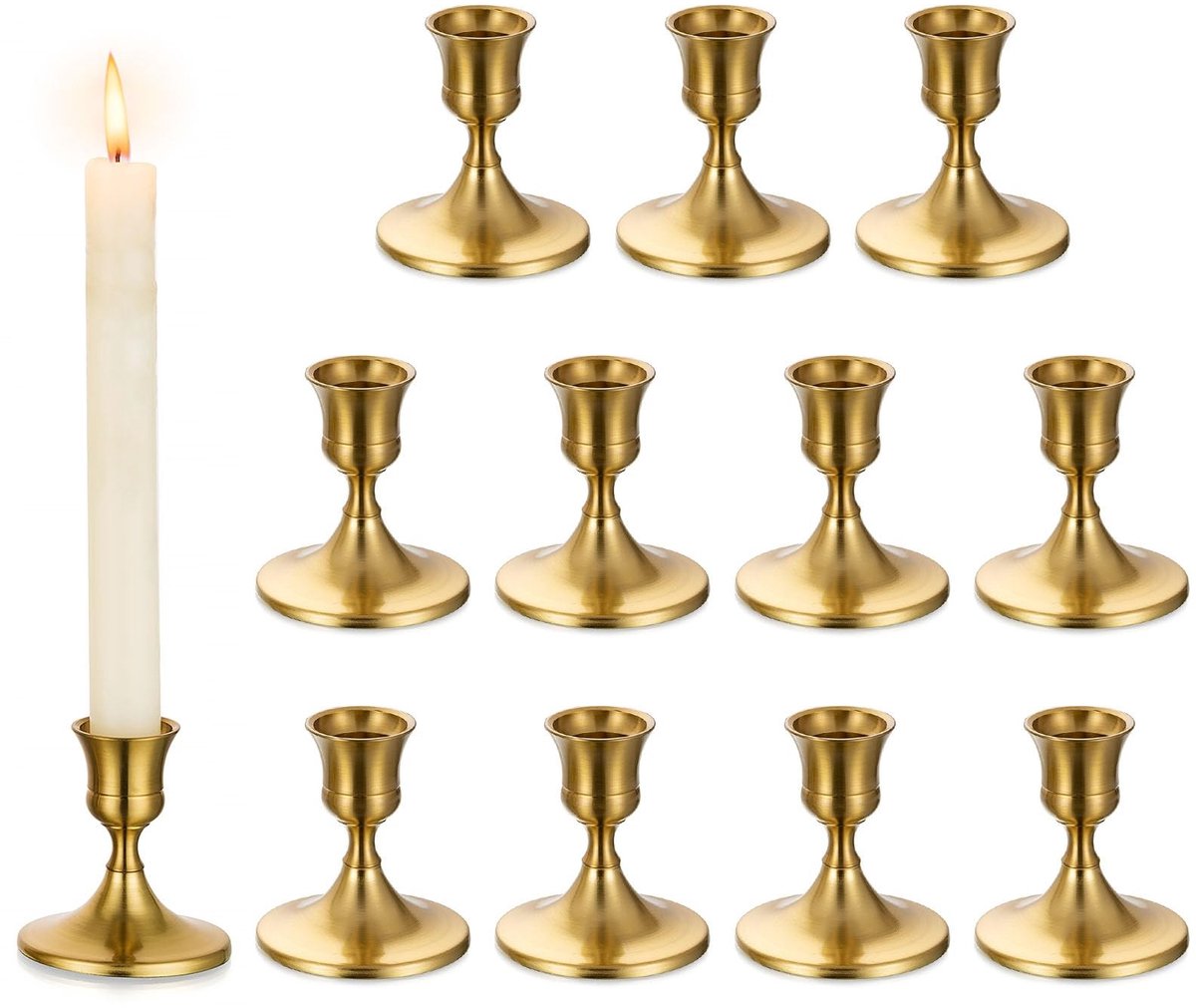 Elzusha - Set van 12 Gouden Kaarsenhouders voor Tafeldecoratie