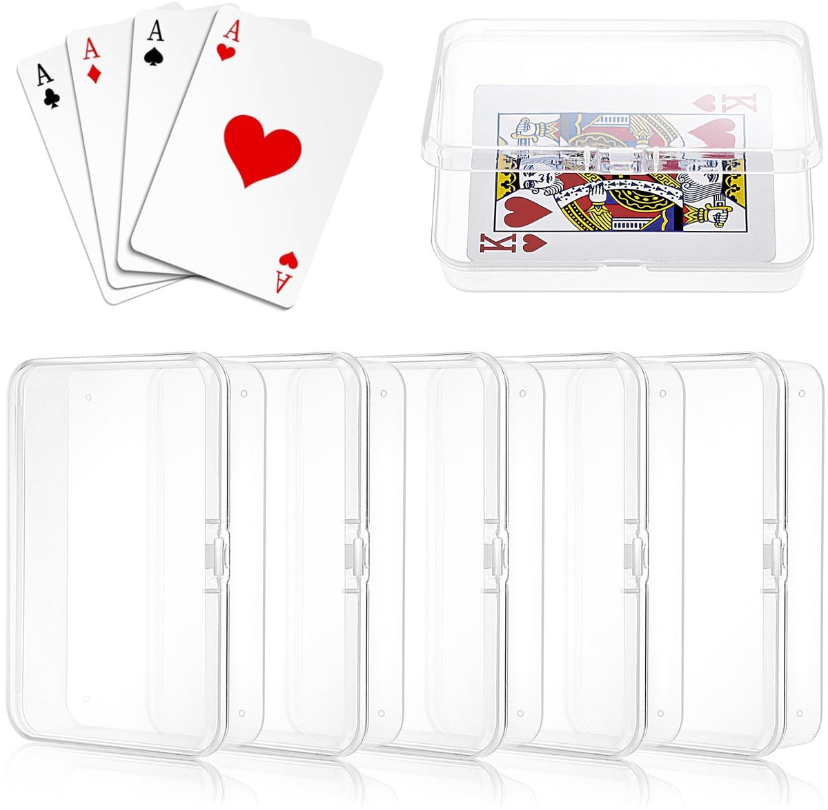 Elzusha - Set van 5 Transparante Speelkaarten Opbergdozen
