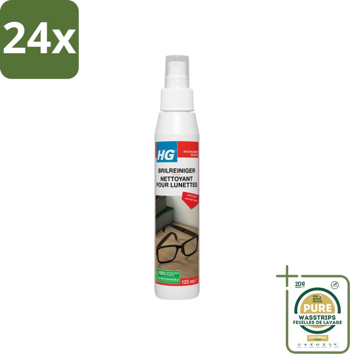 HG Brilreiniger 125 ml - Voordeelverpakking - 24 stuks - Lenzen reinigen - Glasheldere lenzen