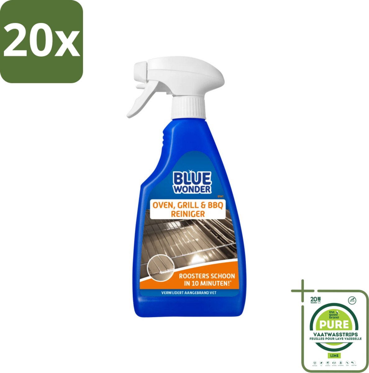 20 x Blue Wonder Oven & Grillreiniger 500 ml - Grootverpakking - Ovenreiniger - Grillreiniger - Vetverwijderaar - Schoonmaakmiddel - Biologisch Afbreekbaar