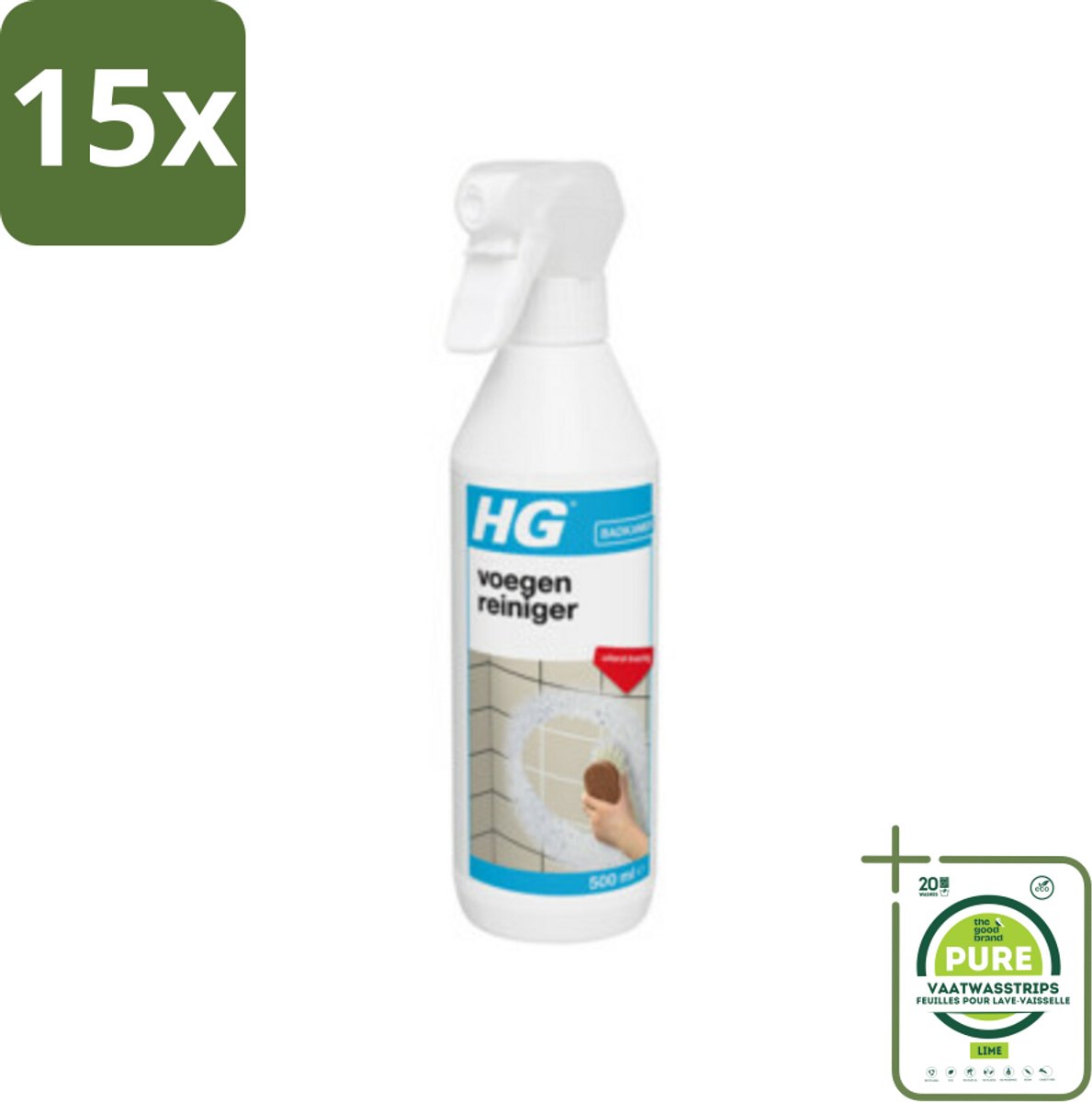 15 x HG Voegenreiniger 500 ml - Grootverpakking - Voegenreiniger - Voegen Schoonmaken - Voegen Herstellen - Badkamerschoonmaak - Keukenschoonmaak