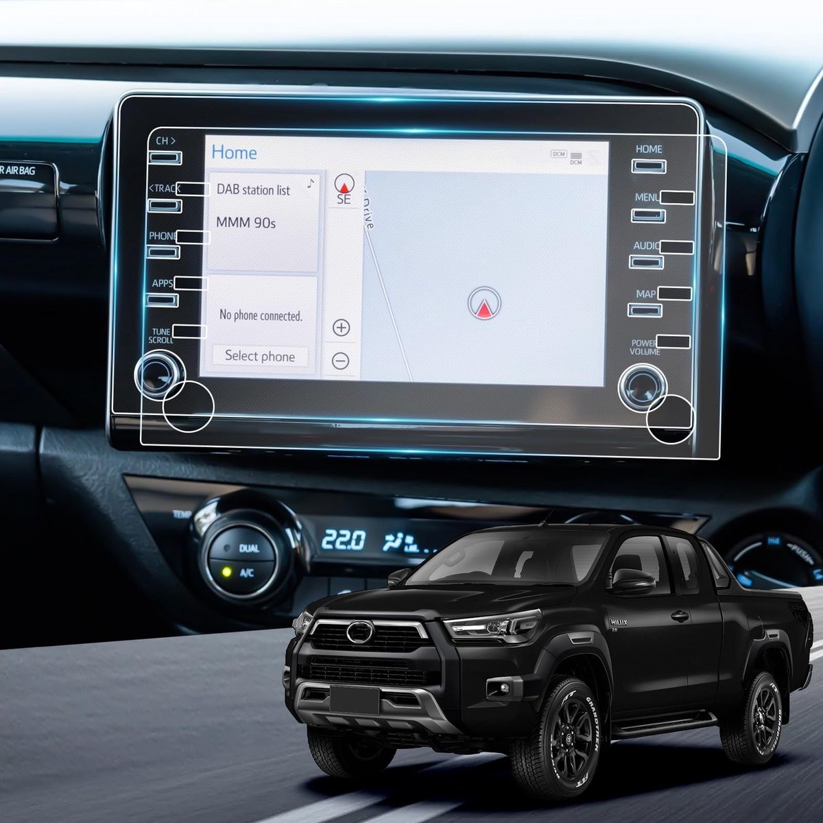 Elzusha - Set van 2 Nano Film GPS Screen Protectors voor Toyota Hilux 2021-2023