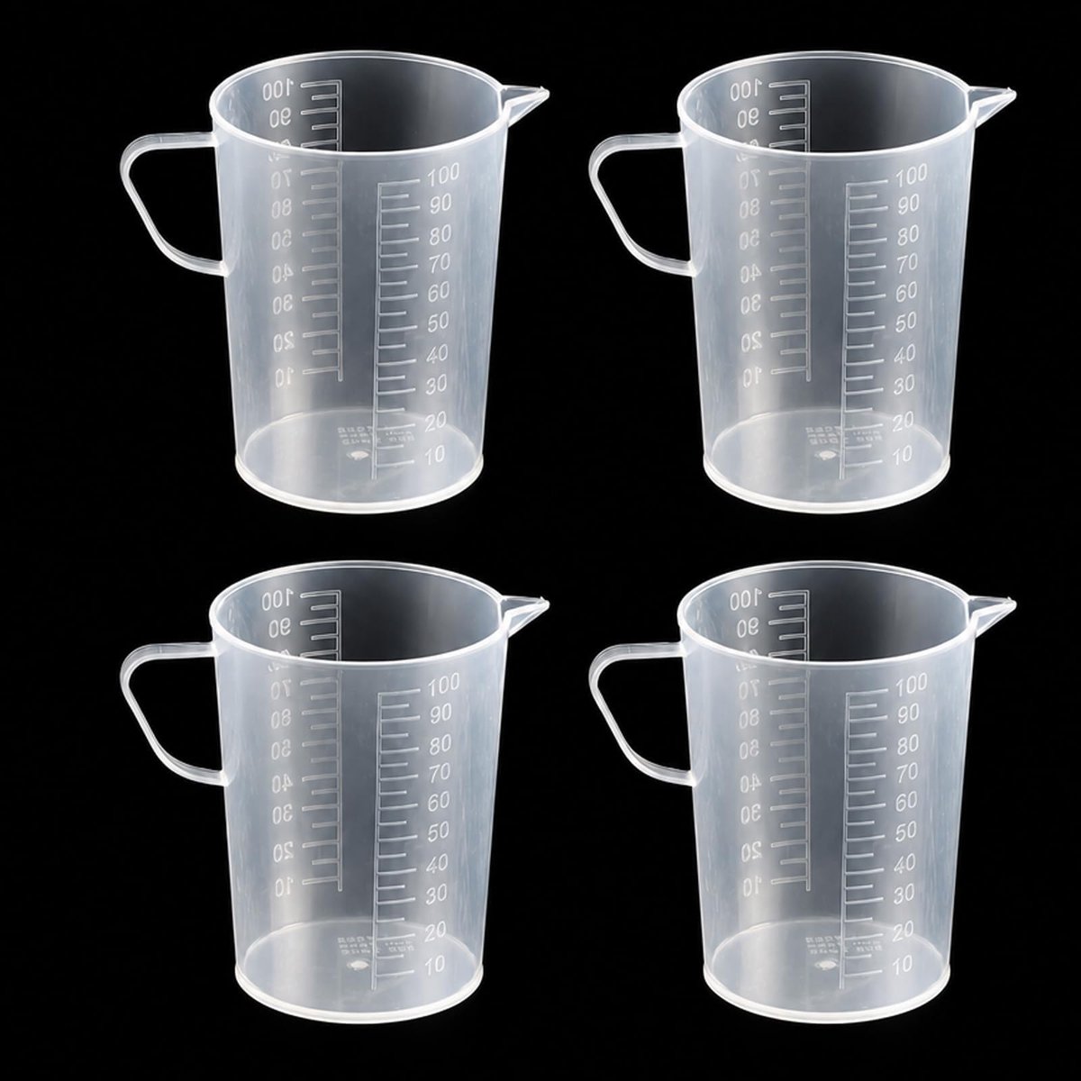 Elzusha - Set van 4 Mini Maatbekers van 100 ml voor Keuken en Laboratorium