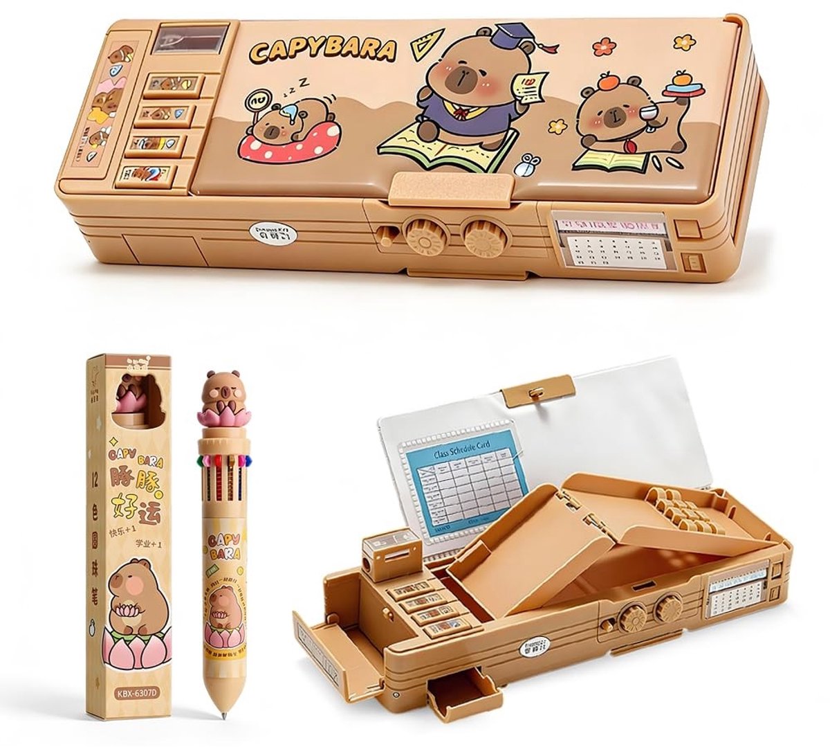 Elzusha - Schattige Capybara Stationery Set met Lock en 4 Vervangbare Pennen