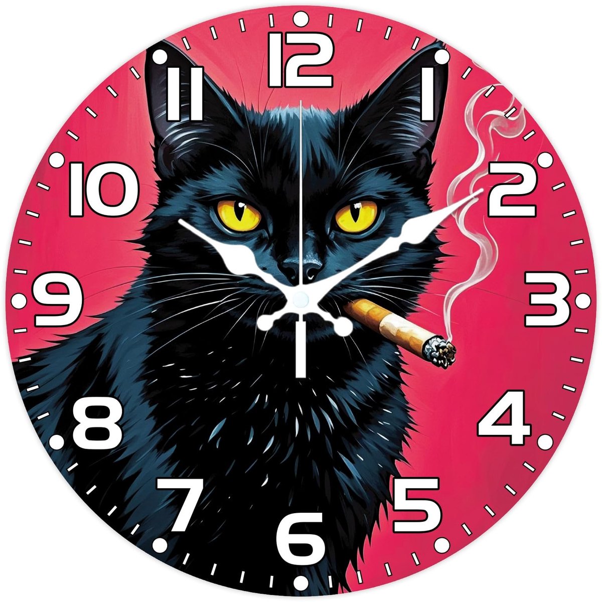 Elzusha - Grappige Kat Wandklok - Decoratieve Niet-Tikkende Klok voor Thuis