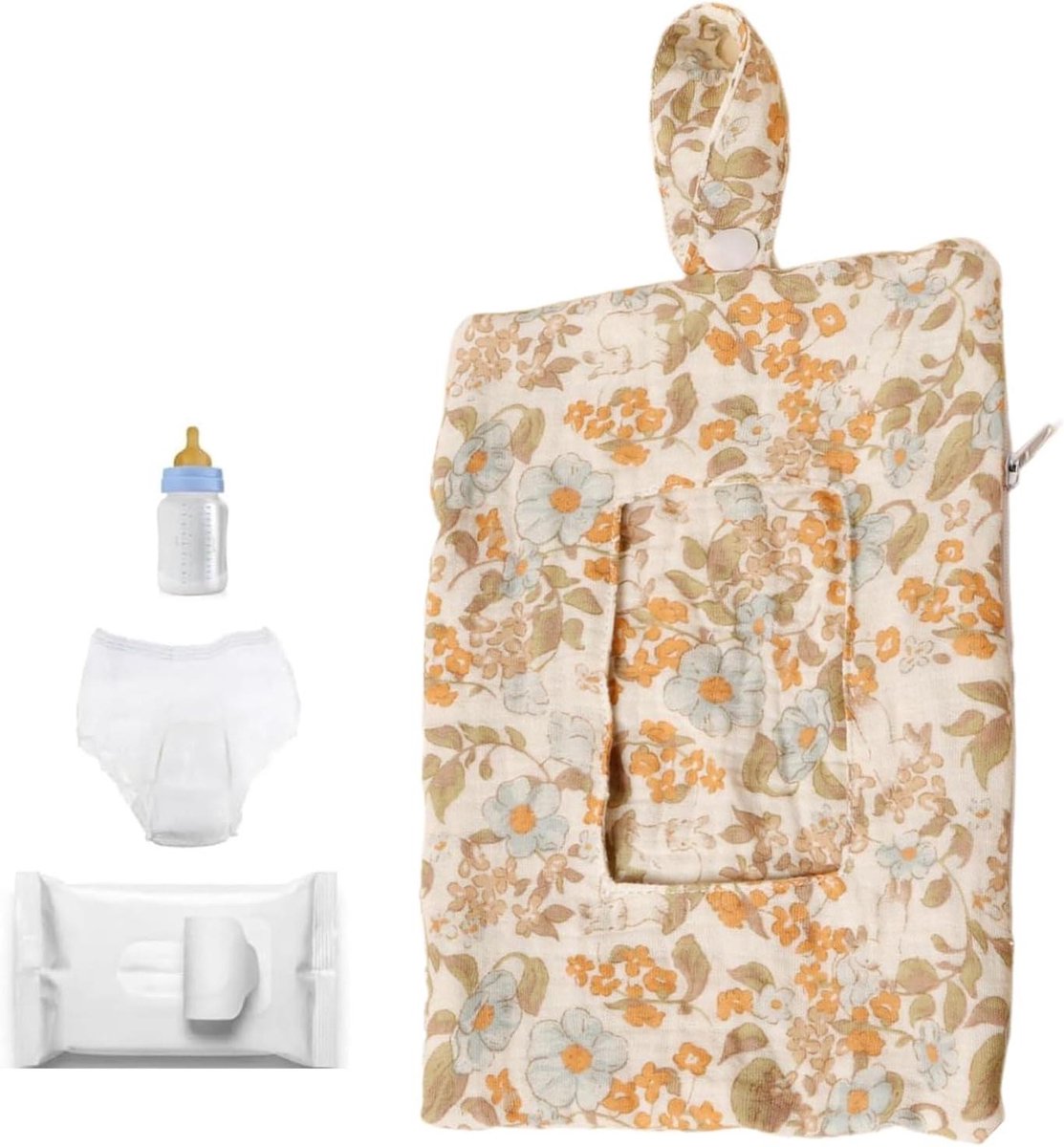 Doekjes Houder - Draagbare Organizer - Baby Verzorging - Geur Neutraliserend - 15 x 15 x 1 cm - Gele Bloem