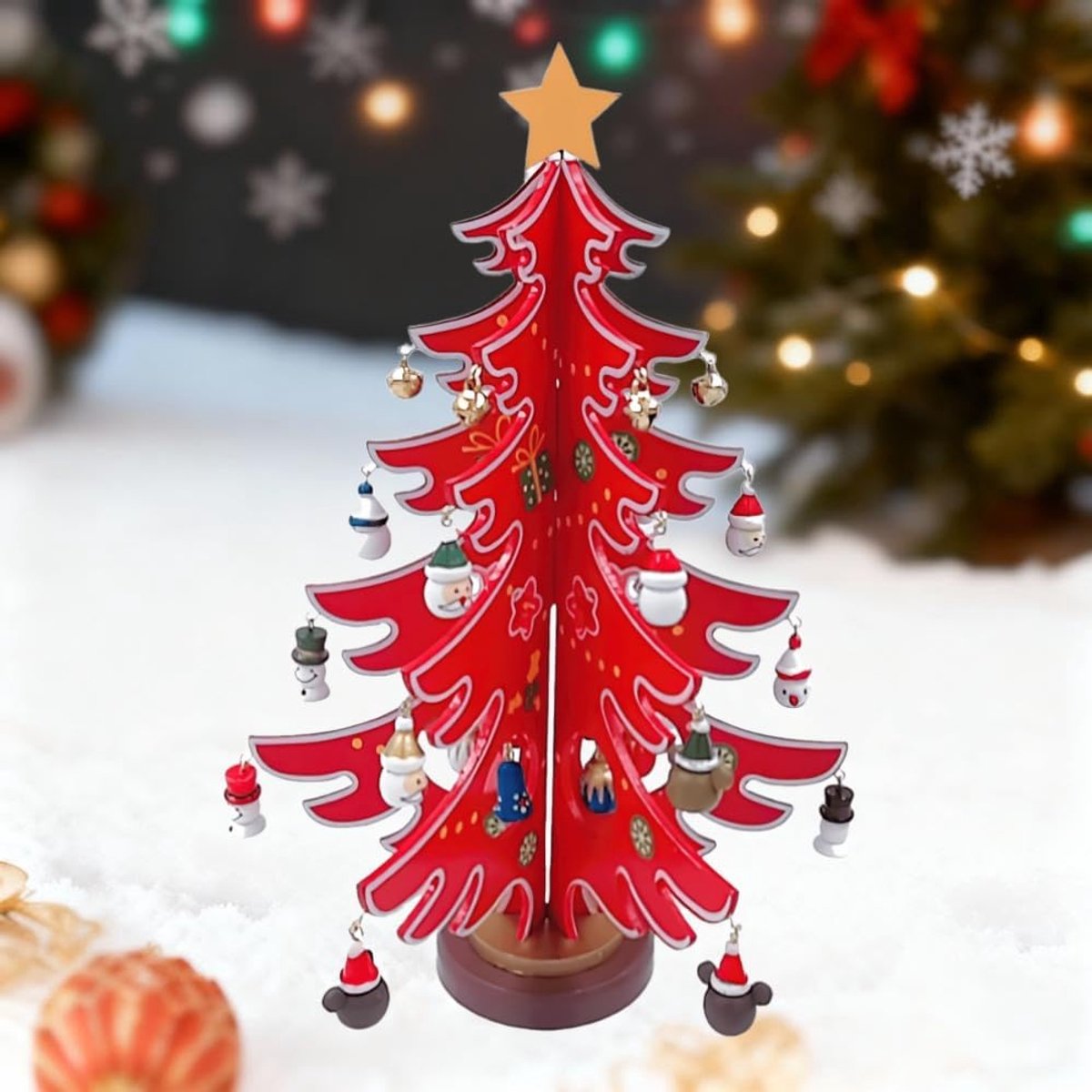 Rood Tafel Kerstboom voor Kinderen - Mini Kerstboom - Kersthangers - Kinder Kerstcadeau - Kerstversiering - Kerstdecoratie - Kerst 24 dagen aftelkalender adventskalender