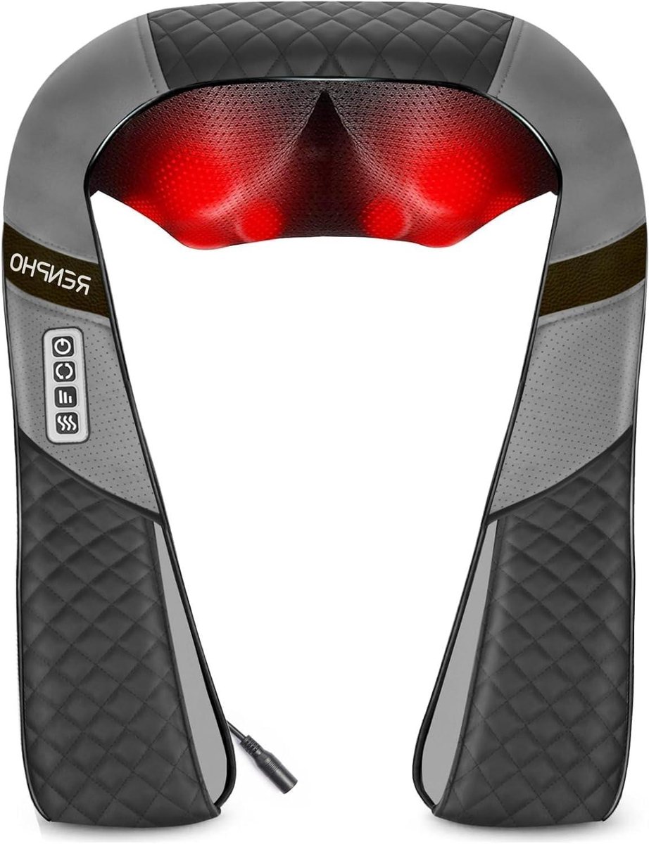 Massage Apparaat - Nek Schouder - Spierontspanning - Verwarmende Therapie - 47.75 x 19.99 cm - Grijs