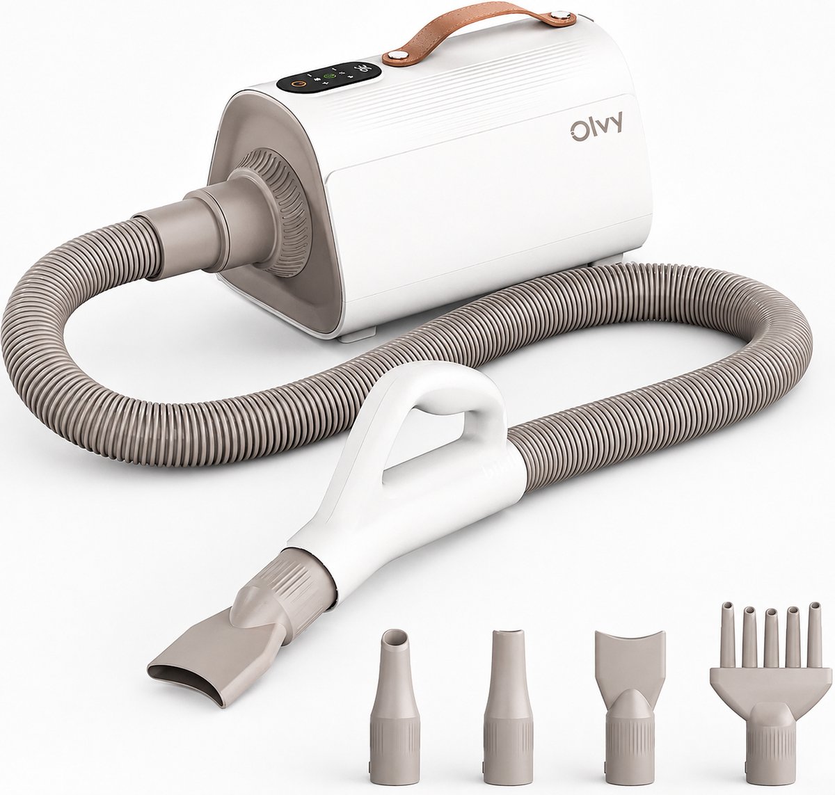 Bol.com Olvy Pets - Professionele Hondenfohn - Waterblazer voor Honden - Met 4 Opzetstukjes - Honden Droger - Geluiddempend aanbieding