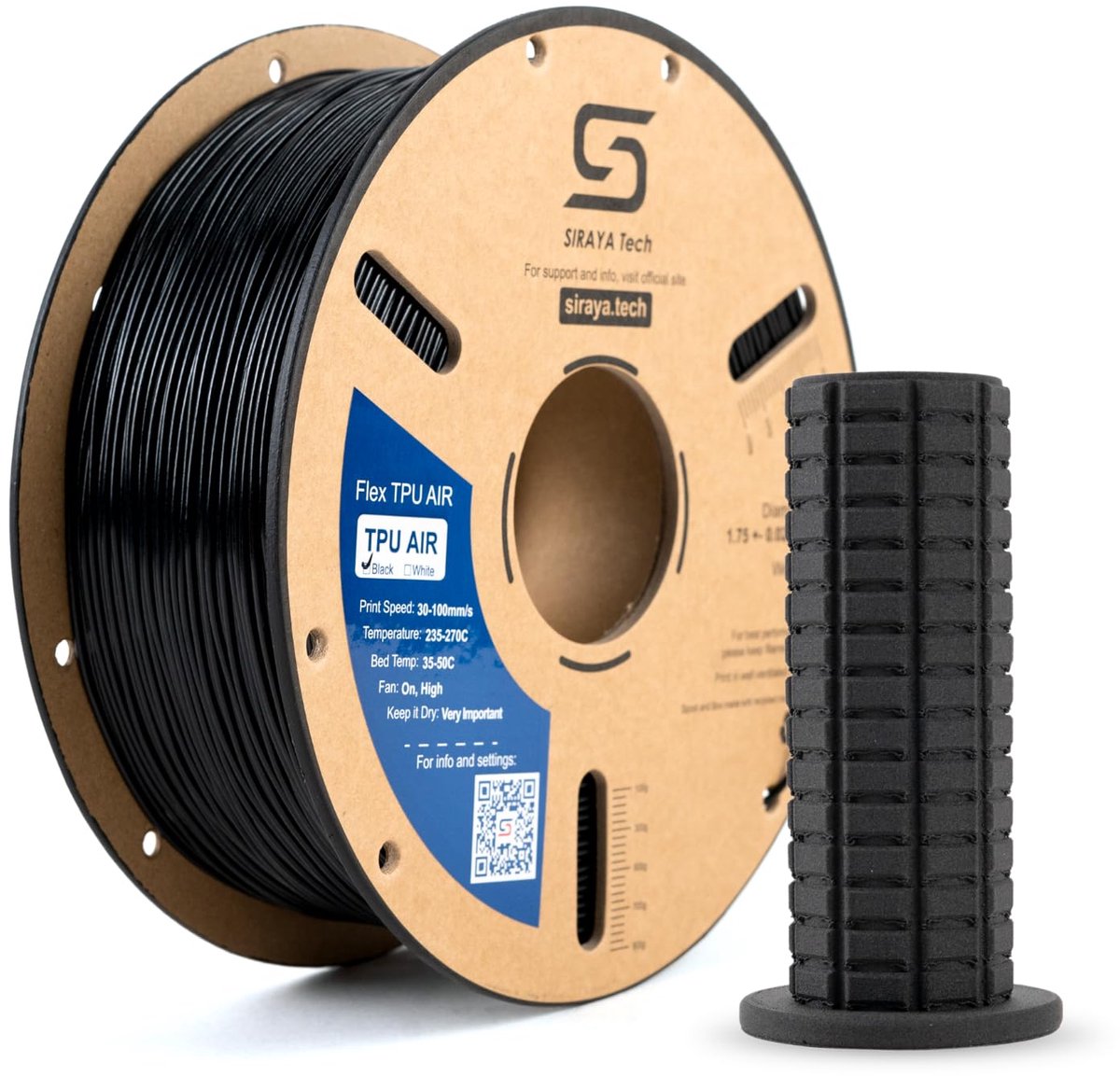 Siraya Tech Flex TPU Air Active Foaming 3D-printerfilament (Zwart, 1kg) - ShopVlot